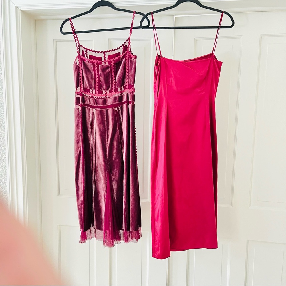 Alberta Ferretti magenta red velvet and tulle dress 6 - Picture 15 of 16